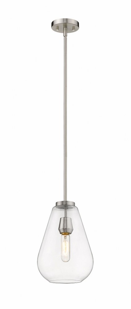Brushed Nickel Finish with Clear Glass 8 Inches Wide by 11.75 Inches High Z-Lite 488P8-BN Ayra 1 Light Pendant in Urban Style